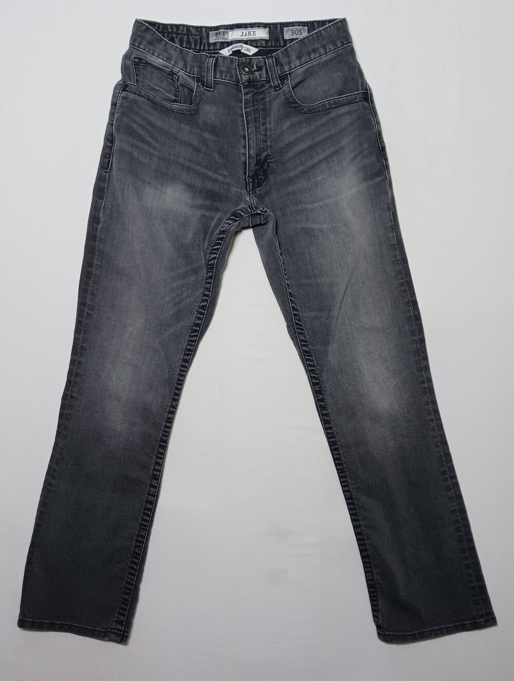 BKE Jake Mens Straight Leg Jeans 28X30 Charcoal Wash Stretch Denim
